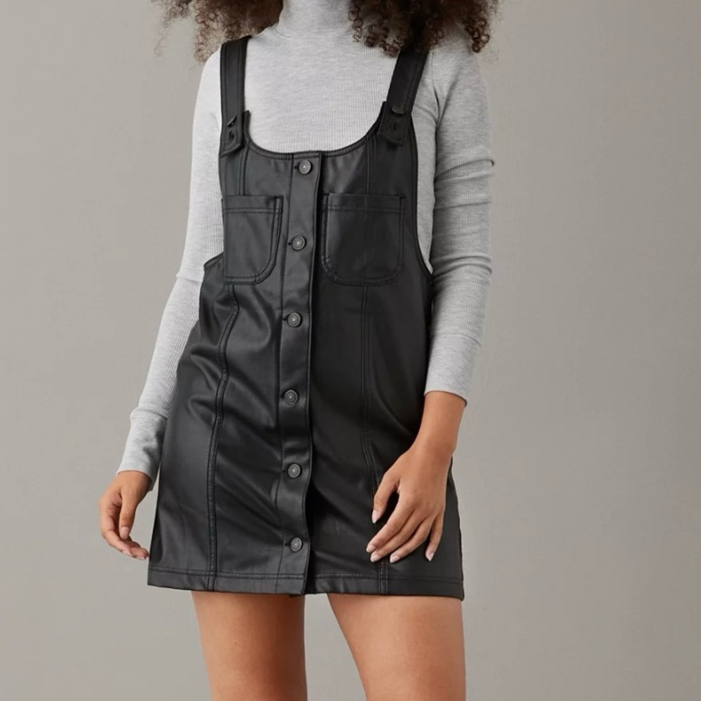 American‎ Eagle Outfitters Black Leather Dress. Sz S